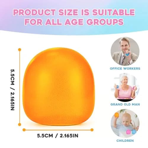 AuraGlaze Gumdrop Squishy Stress Ball Orange 135g (4.75 oz) | Non-Toxic Silicone for Kids & Adults thumbnail 2