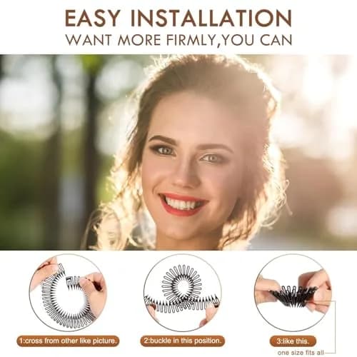 TUICARE Flexible Plastic Circular Stretch Hair Combs Headband Holder 10.5cm (3-Pack, Black) | No-Slip Grip for All Hair Types thumbnail 2