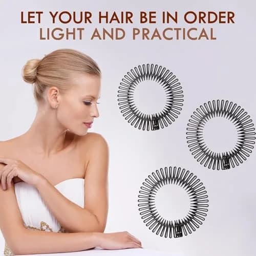 TUICARE Flexible Plastic Circular Stretch Hair Combs Headband Holder 10.5cm (3-Pack, Black) | No-Slip Grip for All Hair Types thumbnail 3