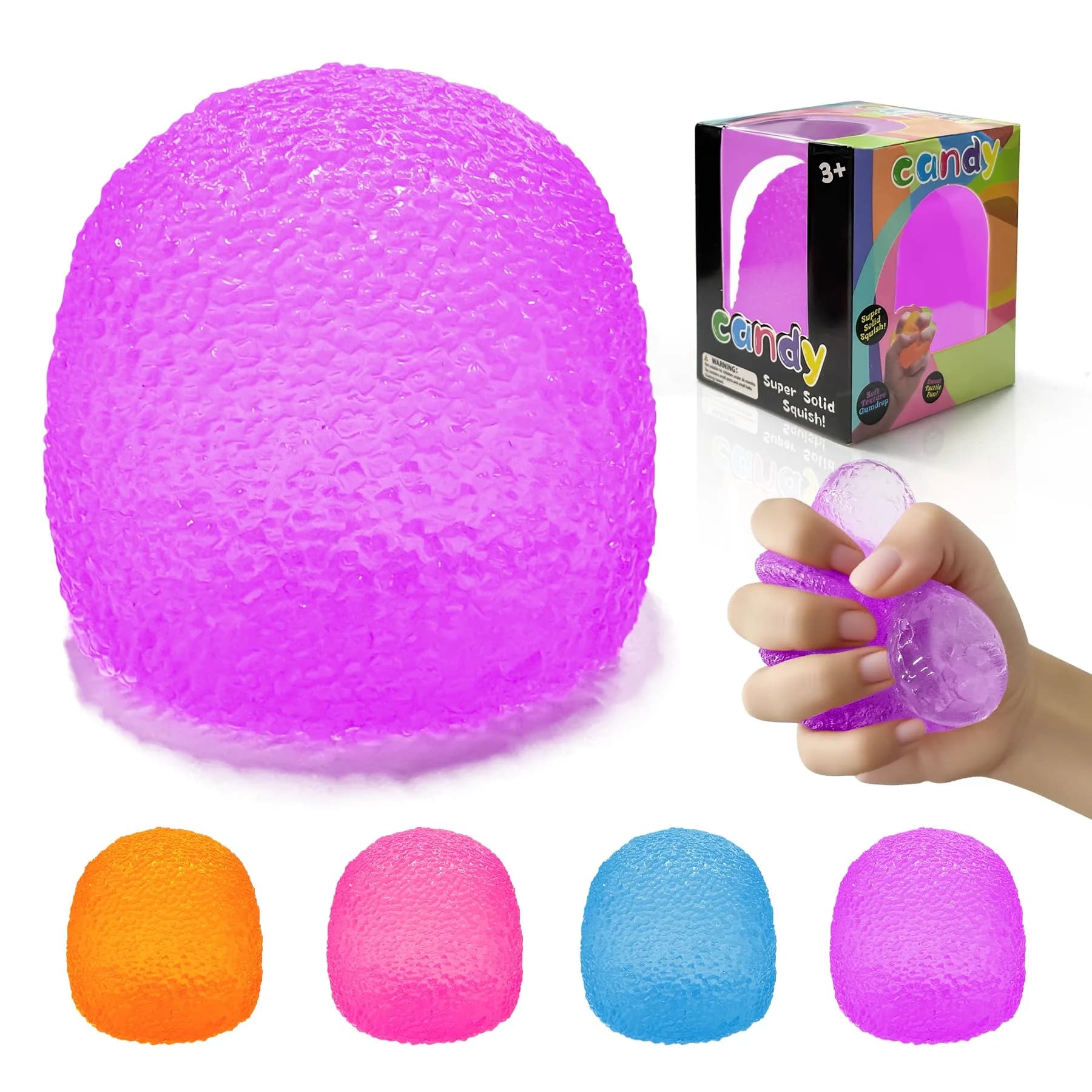 AuraGlaze Gumdrop Squishy Stress Ball Orange 135g (4.75 oz) | Non-Toxic Silicone for Kids & Adults — Purple