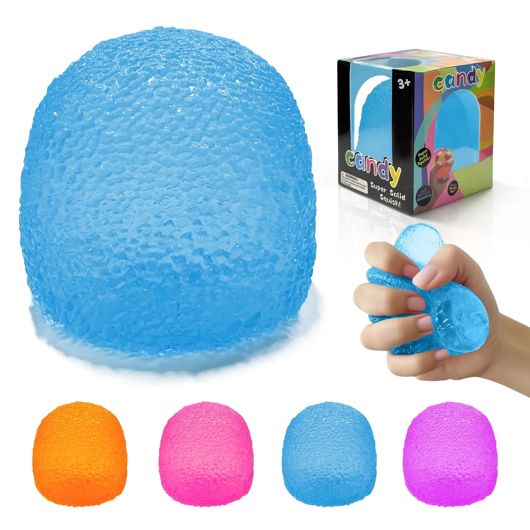 AuraGlaze Gumdrop Squishy Stress Ball Blue 5.5cm (2.2in) | Non-Toxic Silicone for Kids & Adults