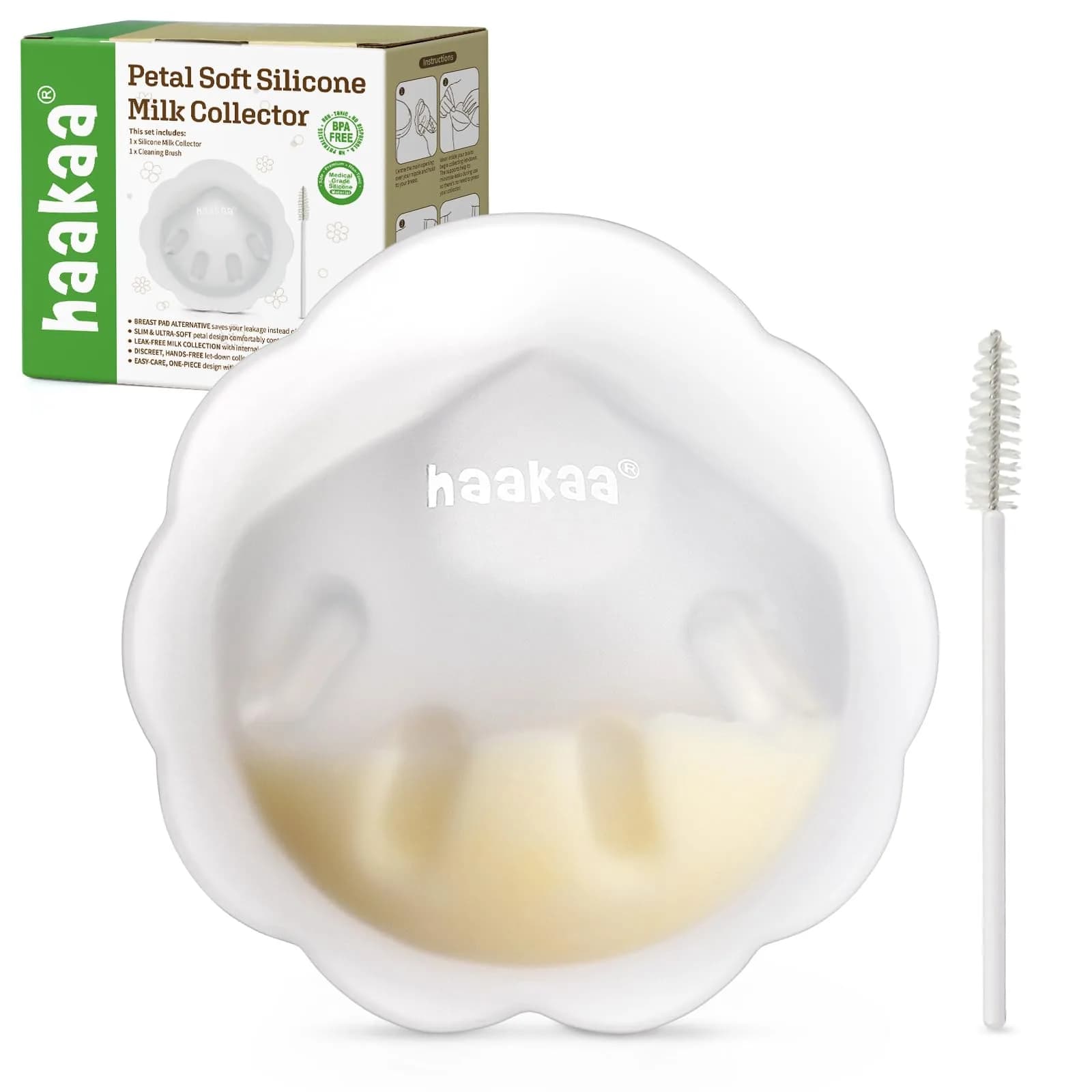 haakaa Petal Soft Passive Silicone Milk Collector 30ml (1 oz) | Discreet Leak-Protection Milk Saver