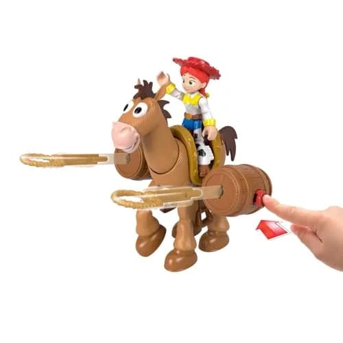 Fisher-Price Imaginext Toy Story Jessie & Bullseye Play Set 3-inch Action Figure, Bullseye Horse, Saddle & Lasso Projectiles | ASTM-Tested thumbnail 4