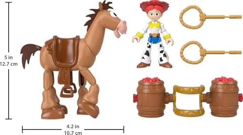 Fisher-Price Imaginext Toy Story Jessie & Bullseye Play Set 3-inch Action Figure, Bullseye Horse, Saddle & Lasso Projectiles | ASTM-Tested thumbnail 6