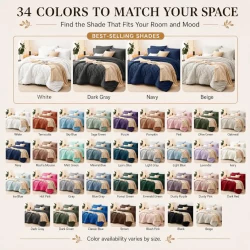 CozyLux Oversized King Comforter Set 120x98 in (305x249 cm), 7-Piece Beige Seersucker Bedding Set | OEKO-TEX Certified thumbnail 9