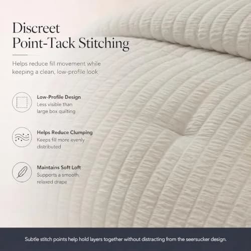 CozyLux Oversized King Comforter Set 120x98 in (305x249 cm), 7-Piece Beige Seersucker Bedding Set | OEKO-TEX Certified thumbnail 4