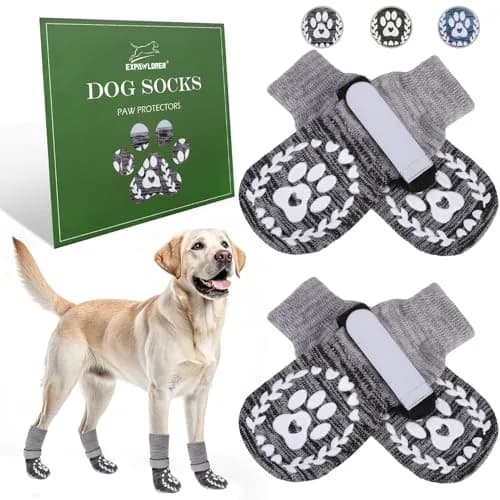 EXPAWLORER Anti-Slip Dog Socks XL (3.5in Paw Width) | Prevent Licking & Slipping on Hot Pavement & Floors thumbnail 1
