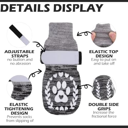 EXPAWLORER Anti-Slip Dog Socks XL (3.5in Paw Width) | Prevent Licking & Slipping on Hot Pavement & Floors thumbnail 4