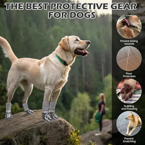 EXPAWLORER Anti-Slip Dog Socks XL (3.5in Paw Width) | Prevent Licking & Slipping on Hot Pavement & Floors thumbnail 8