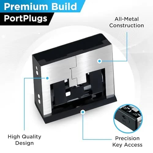 PortPlugs USB A Metal Port Blockers 5 Pack with Key | Physical Security for Desktops, Laptops, Servers thumbnail 4