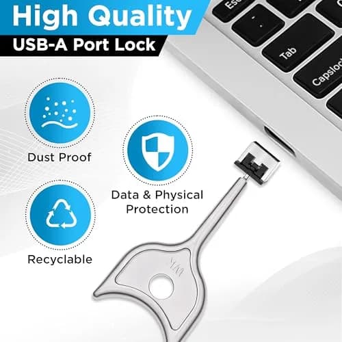 PortPlugs USB A Metal Port Blockers 5 Pack with Key | Physical Security for Desktops, Laptops, Servers thumbnail 6