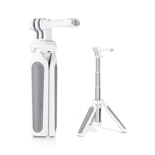 JJC Mini Selfie Stick Tripod for DJI Osmo Action 6 5 4 3 GoPro Hero 13 12 11 10 9 8 White | Extensible 9.69" (24.6cm) with Non-Slip Pad thumbnail 1