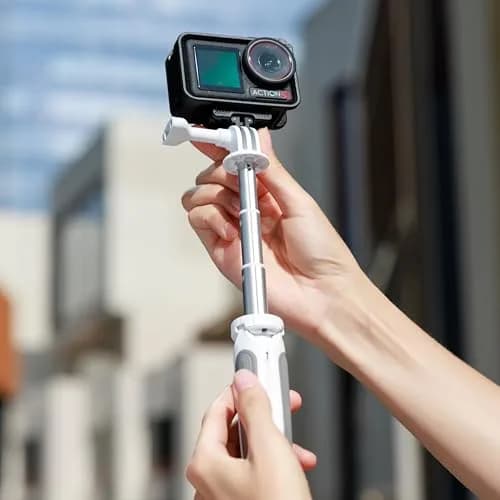 JJC Mini Selfie Stick Tripod for DJI Osmo Action 6 5 4 3 GoPro Hero 13 12 11 10 9 8 White | Extensible 9.69" (24.6cm) with Non-Slip Pad thumbnail 5