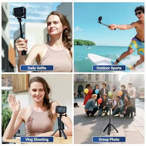 JJC Mini Selfie Stick Tripod for DJI Osmo Action 6 5 4 3 GoPro Hero 13 12 11 10 9 8 White | Extensible 9.69" (24.6cm) with Non-Slip Pad thumbnail 3