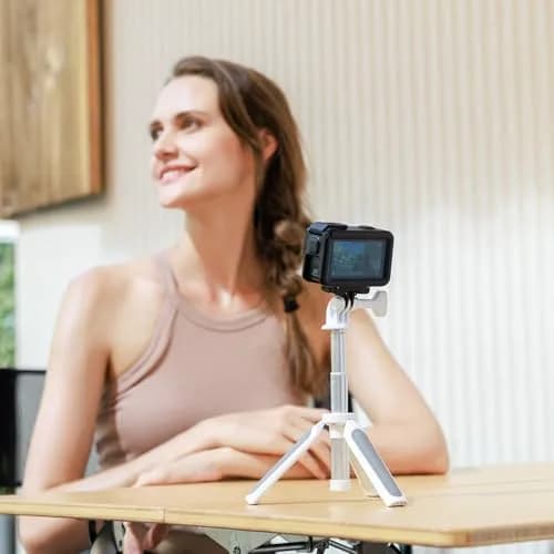 JJC Mini Selfie Stick Tripod for DJI Osmo Action 6 5 4 3 GoPro Hero 13 12 11 10 9 8 White | Extensible 9.69" (24.6cm) with Non-Slip Pad thumbnail 4