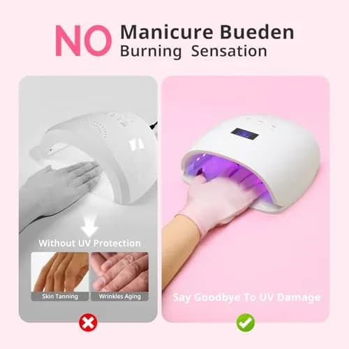 AIRSEE UV Protection Gloves for Nail Lamp, Fingerless, Light Pink | UPF50+ Shield thumbnail 3
