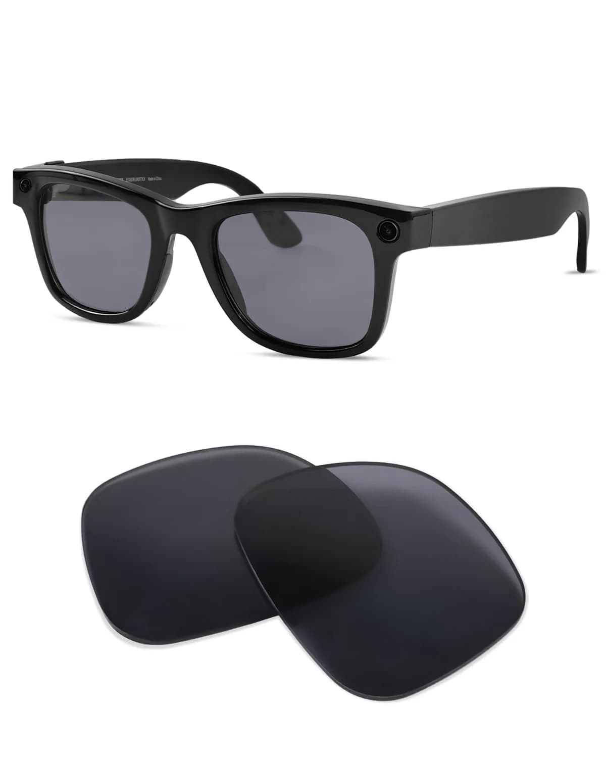 BandSmith Polarized Replacement Lenses for Ray-Ban Meta Wayfarer RW4008 & RW4012 (53mm Gray)
