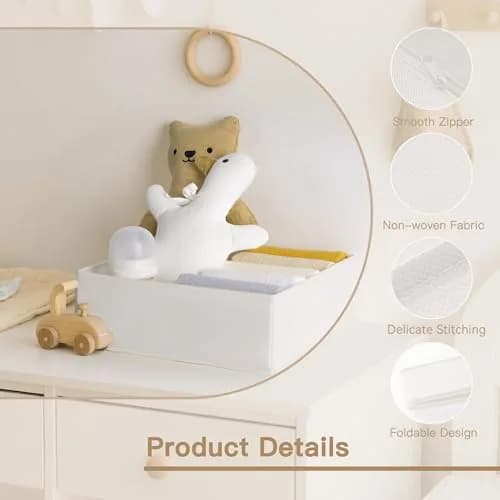 Criusia 24 Pack Drawer Organizer Bins for Baby Clothes, Underwear, Socks | 28cm (11") x 11cm (11") x 10cm (4") White thumbnail 4