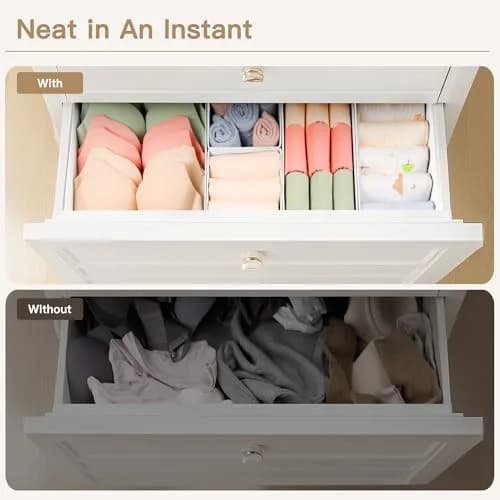 Criusia 24 Pack Drawer Organizer Bins for Baby Clothes, Underwear, Socks | 28cm (11") x 11cm (11") x 10cm (4") White thumbnail 6