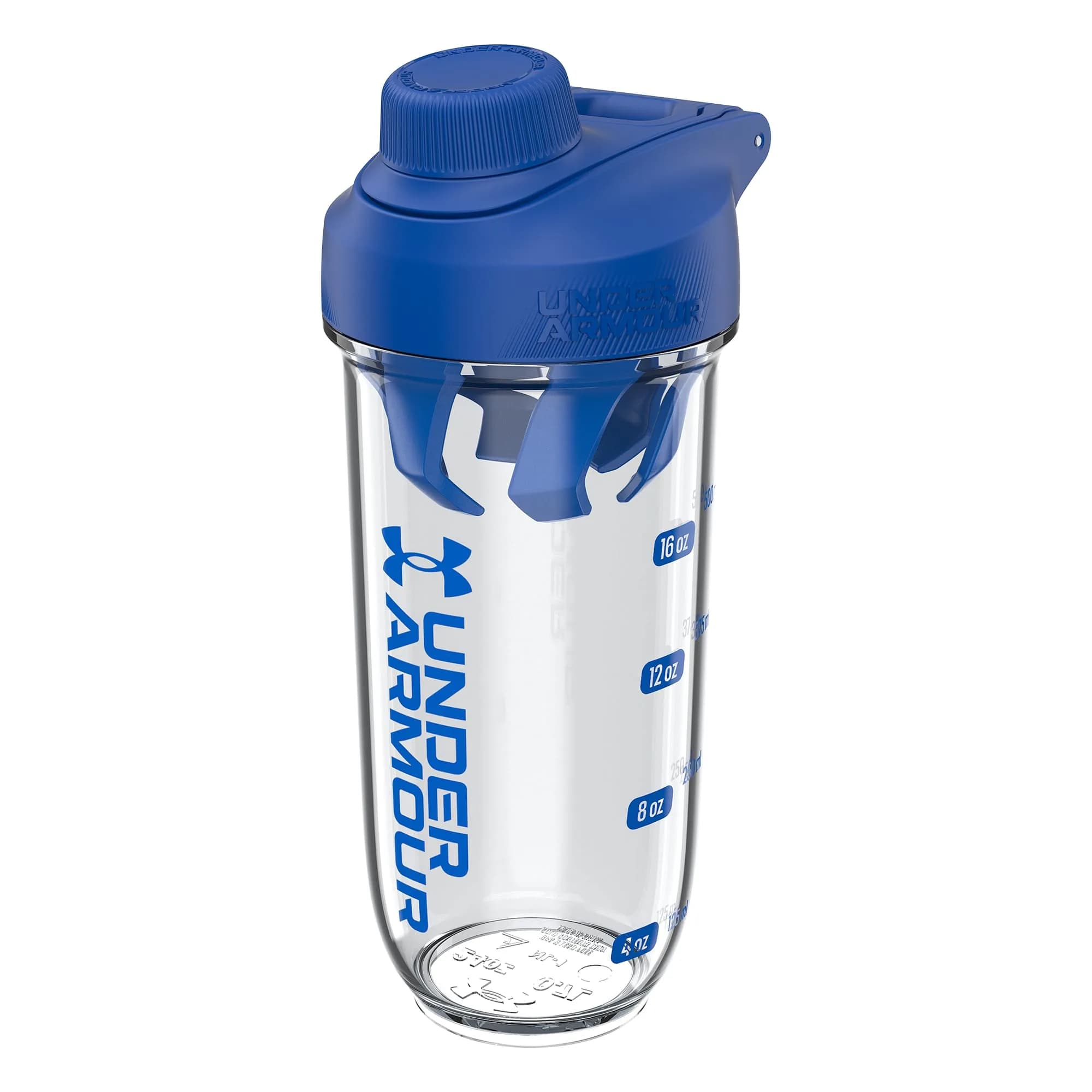 Under Armour 24oz Clarity Shaker Bottle Blaze Orange/Blaze Orange | Leak-Resistant, Eco-Friendly Sports Hydration — Clear/Team Royal