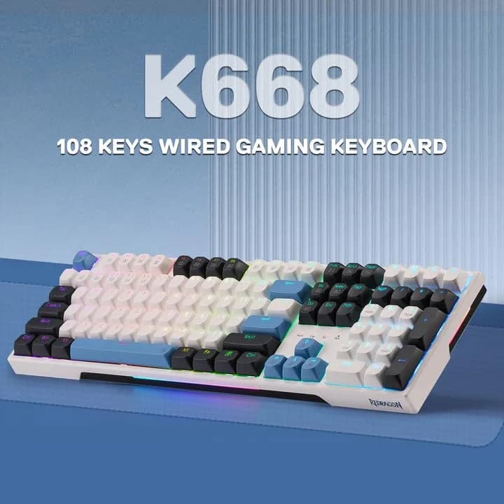 Redragon K668 Wired Gasket RGB Gaming Keyboard 108-Key Hot-Swap | Glacier Azure thumbnail 9