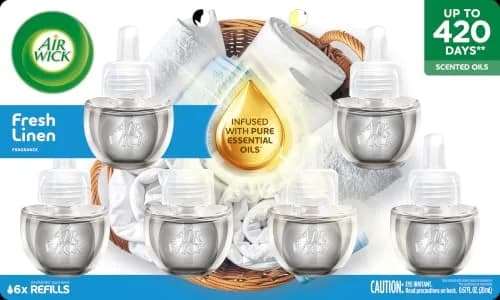 Air Wick Plug-In Scented Oil Refills Fresh Linen 6 Count (45 Days/Refill) | Continuous Fragrance for Homes & Offices thumbnail 2