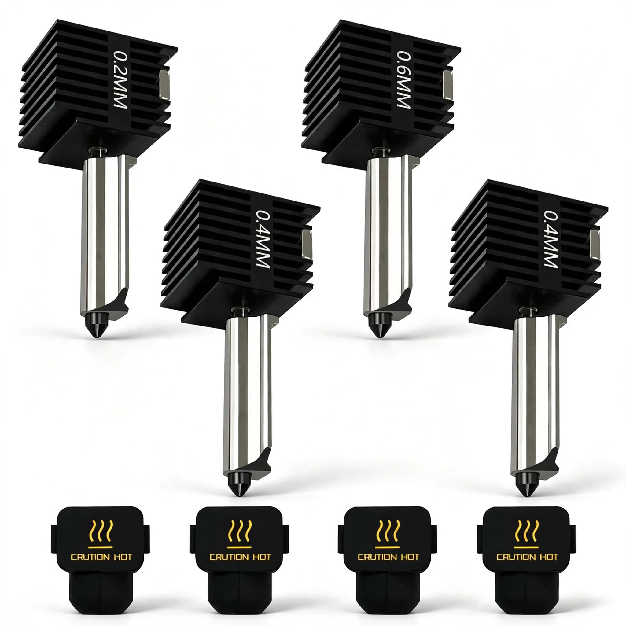 HzdaDeve A1 Mini Hotend Kit 4-Pack (0.2/0.4/0.6mm) | Precision Hardened Steel Nozzles for Bambu Lab A1/A2L Printers
