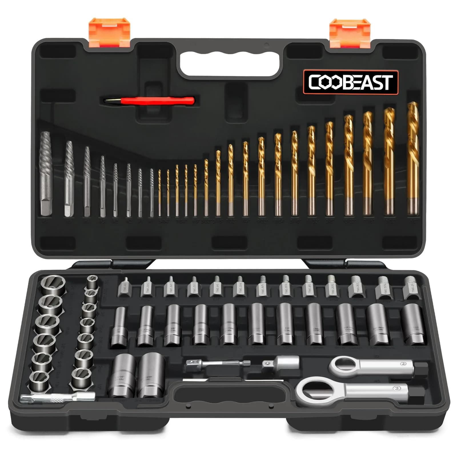 coobeast 35 Pcs Screw Extractor Set,Left Hand Drill Bits Set Screw Extractor Kit | Versatile, Sharp & Durable for Home & Mechanical Use — Black / 72PCS