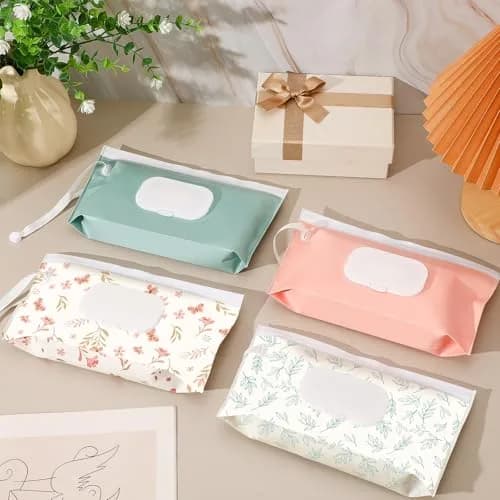 FEBSNOW 4Pcs Baby Wipe Dispenser Holder | Portable Refillable Wet Wipe Pouch thumbnail 5