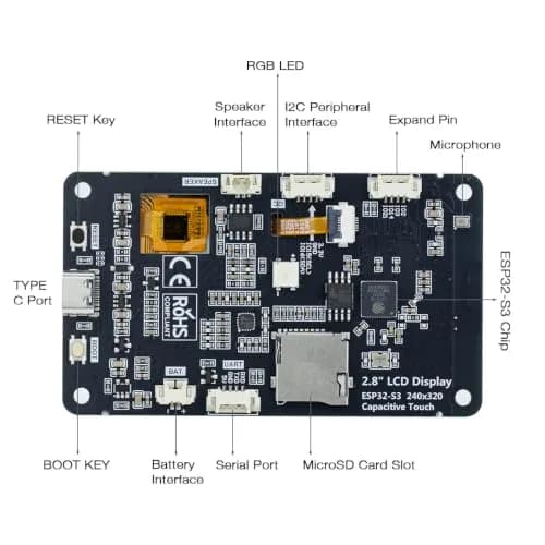 Hosyond ESP32-S3 Touchscreen Module, 2.8" 240x320 IPS LCD with WiFi Bluetooth, Capacitive Touch for Arduino IoT Projects thumbnail 3