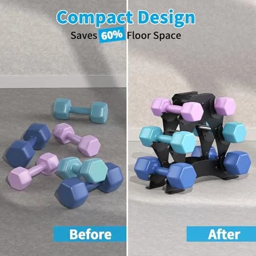 Strifuture Dumbbell Rack Stand for Space Saving | Supports 1-15 LB Weights, Heavy Duty Iron, Compact Design thumbnail 4