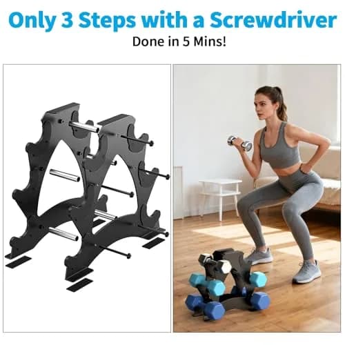 Strifuture Dumbbell Rack Stand for Space Saving | Supports 1-15 LB Weights, Heavy Duty Iron, Compact Design thumbnail 7