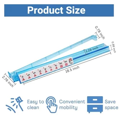 CAYOULR Blue Mahjong Racks with Pushers Set of 4 Clear Acrylic Holders | ASTM-Tested for Kids 3-6 thumbnail 2