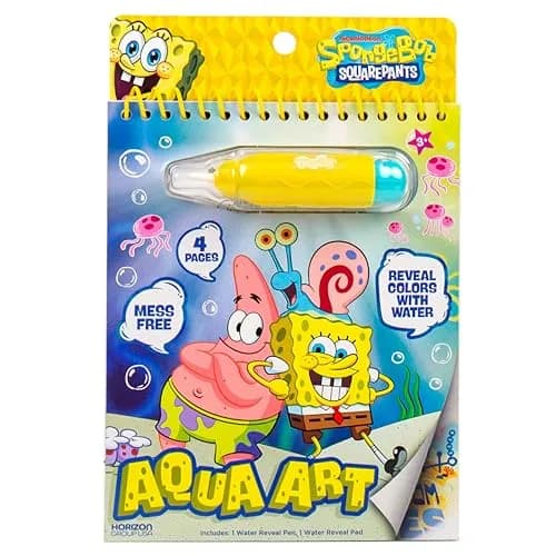 Horizon Group USA Spongebob Aqua Art Mess-Free Water Reveal Coloring Book with Pen 6 x 7.5 in. (4 Pages) | Reusable Travel Activity Pad for Kids Ages 3+ thumbnail 1