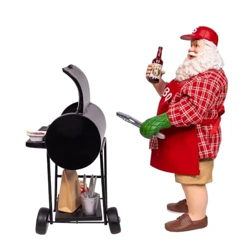 Kurt Adler 10.75" Barbecue Grill Santa Figurine 2-Piece Set | Festive Holiday Decor thumbnail 4