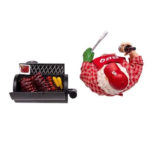 Kurt Adler 10.75" Barbecue Grill Santa Figurine 2-Piece Set | Festive Holiday Decor thumbnail 5