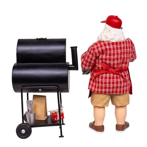 Kurt Adler 10.75" Barbecue Grill Santa Figurine 2-Piece Set | Festive Holiday Decor thumbnail 3