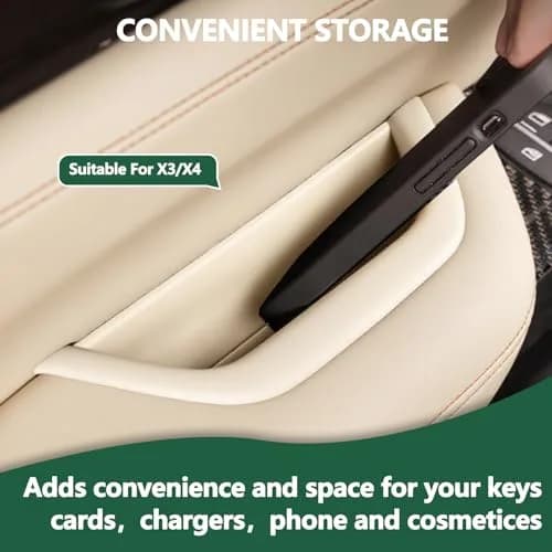 ORIVIN Door Armrest Storage Box Beige for BMW X3 F25 X4 F26 | Direct Fit Interior Handle Organizer thumbnail 5