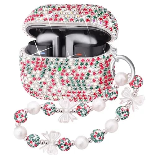 Ucharmbead Bling Case for Samsung Galaxy Buds 3 Pro with Keychain | Christmas Edition thumbnail 1