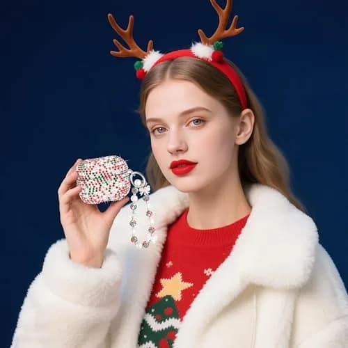 Ucharmbead Bling Case for Samsung Galaxy Buds 3 Pro with Keychain | Christmas Edition thumbnail 7