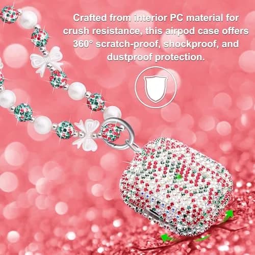 Ucharmbead Bling Case for Samsung Galaxy Buds 3 Pro with Keychain | Christmas Edition thumbnail 3
