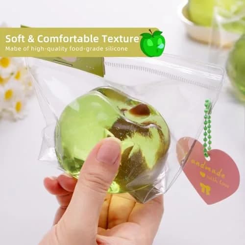 QCROAD SQUISHY Clear Apple Taba Squishy Toy 13.3cm (5.4in) | Non-Toxic Silicone Stress Fidget Toy thumbnail 5