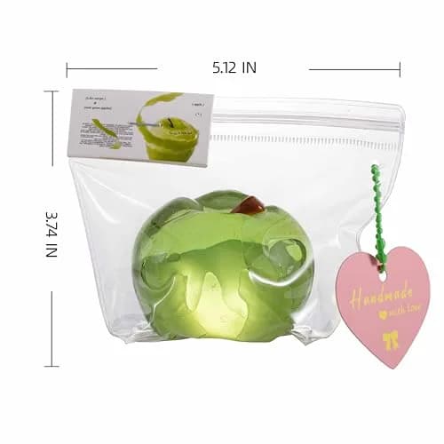 QCROAD SQUISHY Clear Apple Taba Squishy Toy 13.3cm (5.4in) | Non-Toxic Silicone Stress Fidget Toy thumbnail 2