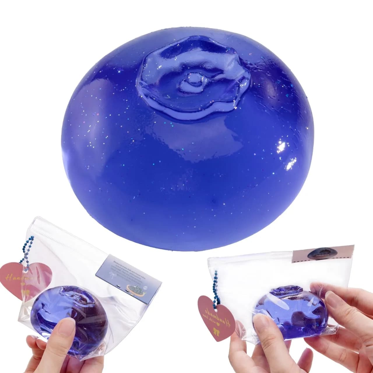 QCROAD SQUISHY Clear Apple Taba Squishy Toy 13.3cm (5.4in) | Non-Toxic Silicone Stress Fidget Toy — Blue
