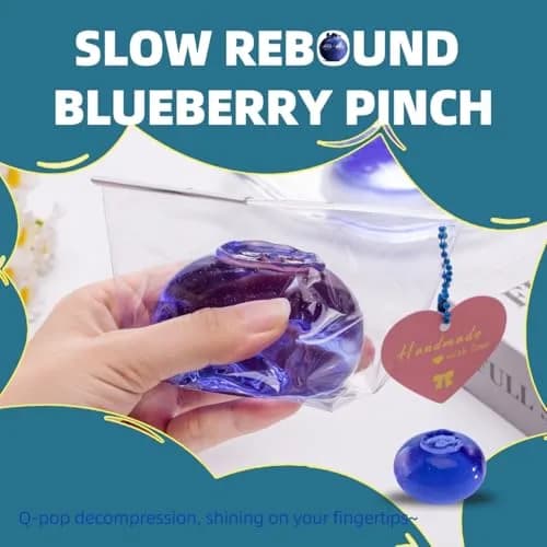 QCROAD SQUISHY Handmade Blueberry Squishy Toy 156 g (5.5 oz) | Safe Non-Toxic Jumbo Mochi Fidget Toy thumbnail 5