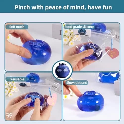 QCROAD SQUISHY Handmade Blueberry Squishy Toy 156 g (5.5 oz) | Safe Non-Toxic Jumbo Mochi Fidget Toy thumbnail 3