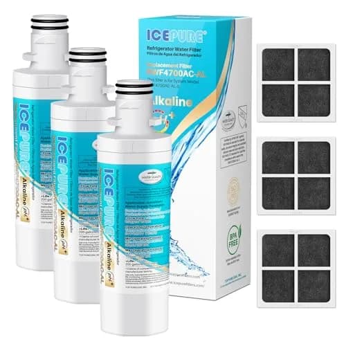 ICEPURE Alkaline LT1000PC Refrigerator Water Filter & Air Filter 3-Pack | Balances pH, Filters 200 Gallons thumbnail 1