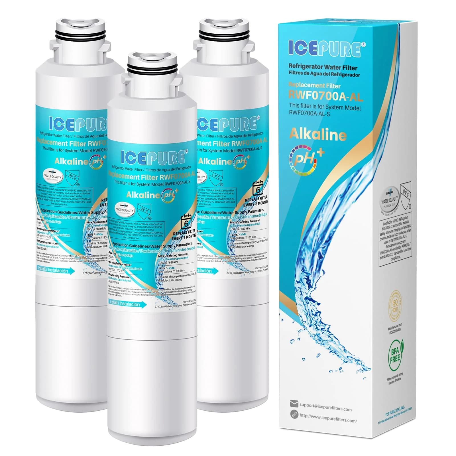 ICEPURE PRO DA29-00020B Refrigerator Water Filter 23.1cm (9.1in) | NSF 401 & 53 Certified for Pharmaceuticals, Lead, Mercury — (Alkaline) Chlorine, Odor Removal