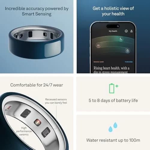 Oura Ring 4 Ceramic Smart Ring Size 9 Midnight | Tracks Sleep, Activity, Women's Health, AI Advisor thumbnail 4