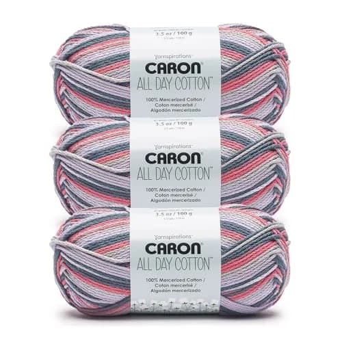 Caron All Day Cotton Prints Yarn Morning Air 100g (3.52oz) | 100% Mercerized Cotton for Crochet & Knitting thumbnail 1